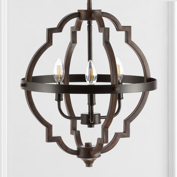 Ogee 16.75" Adjustable Iron Rustic Industrial LED Pendant - JONATHAN Y